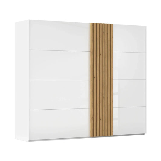 Rauch Tegra Fusion White Glass and Wild Oak Sliding Door Wardrobe