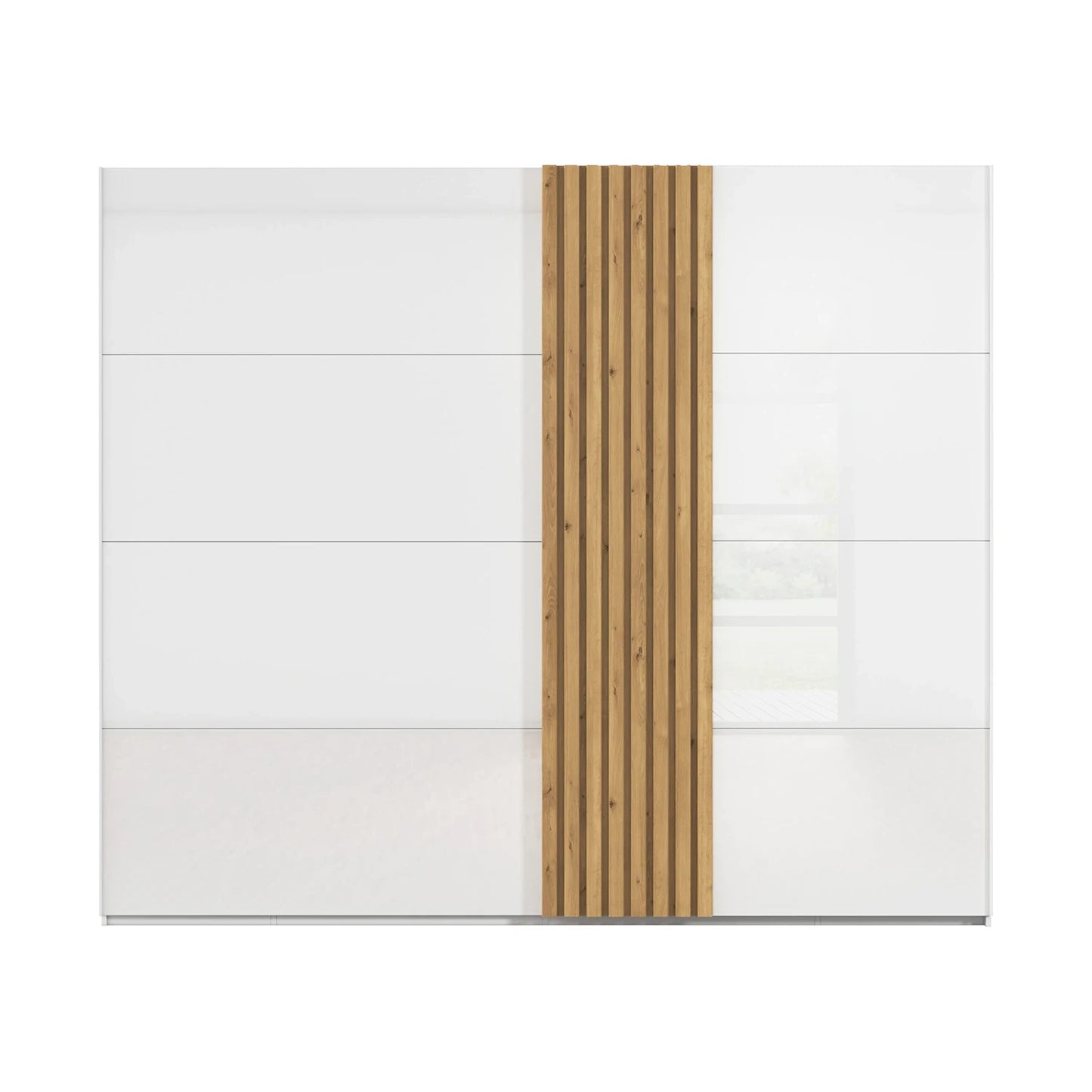 Rauch Tegra Fusion White Glass and Wild Oak Sliding Door Wardrobe