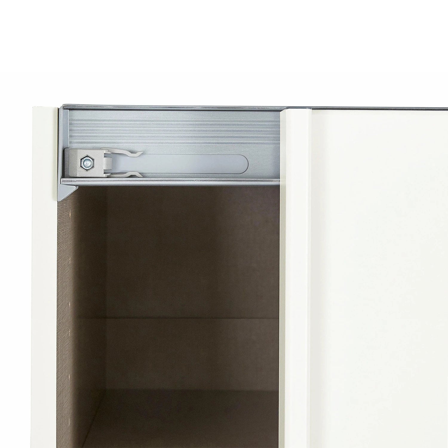 Close-up of a Tubona 271cm wide White 3 Door Sliding Wardrobe with Mirror 