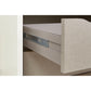 Close up of interior drawer of Tubona 271cm wide White 3 Door Sliding Wardrobe with Mirror 