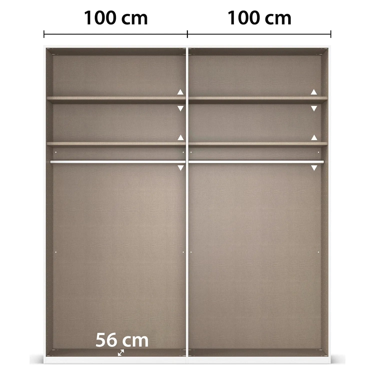 Wardrobe with measurements on a white background