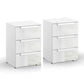Rauch Perth 3 Drawer White Glass Bedside Table - Pair