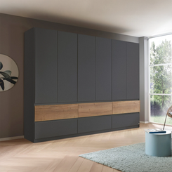 Winnipeg Metallic Grey 6 Door Wardrobe with Drawers - W271CM