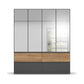 Winnipeg Metallic Grey With Mirror 4 Door Wardrobe with Drawers – W181CM