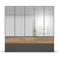 Winnipeg Metallic Grey With Mirror 5 Door Wardrobe with Drawers - W226CM