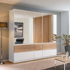Winnipeg Alpine White With Mirror 5 Door Wardrobe with Drawers - W226CM