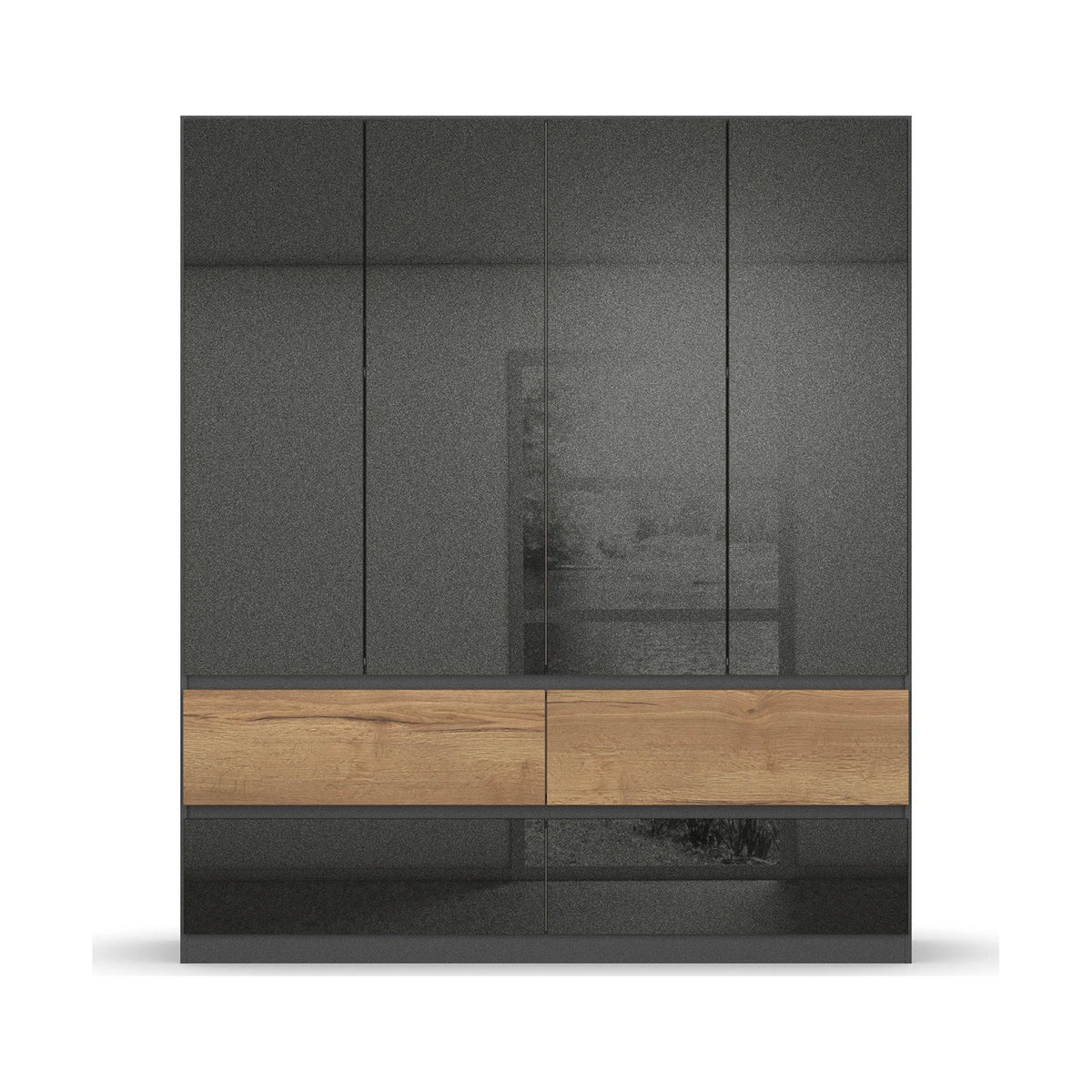 Winnipeg Metallic Grey 4 Door Wardrobe with Drawers – W181CM