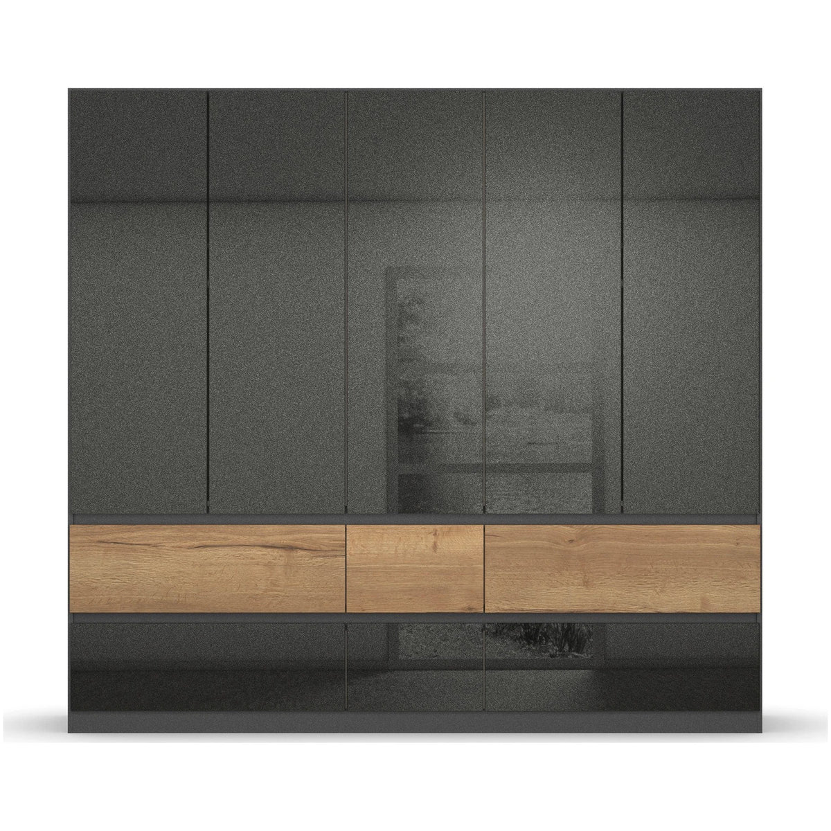 Winnipeg Metallic Grey 5 Door Wardrobe with Drawers - W226CM
