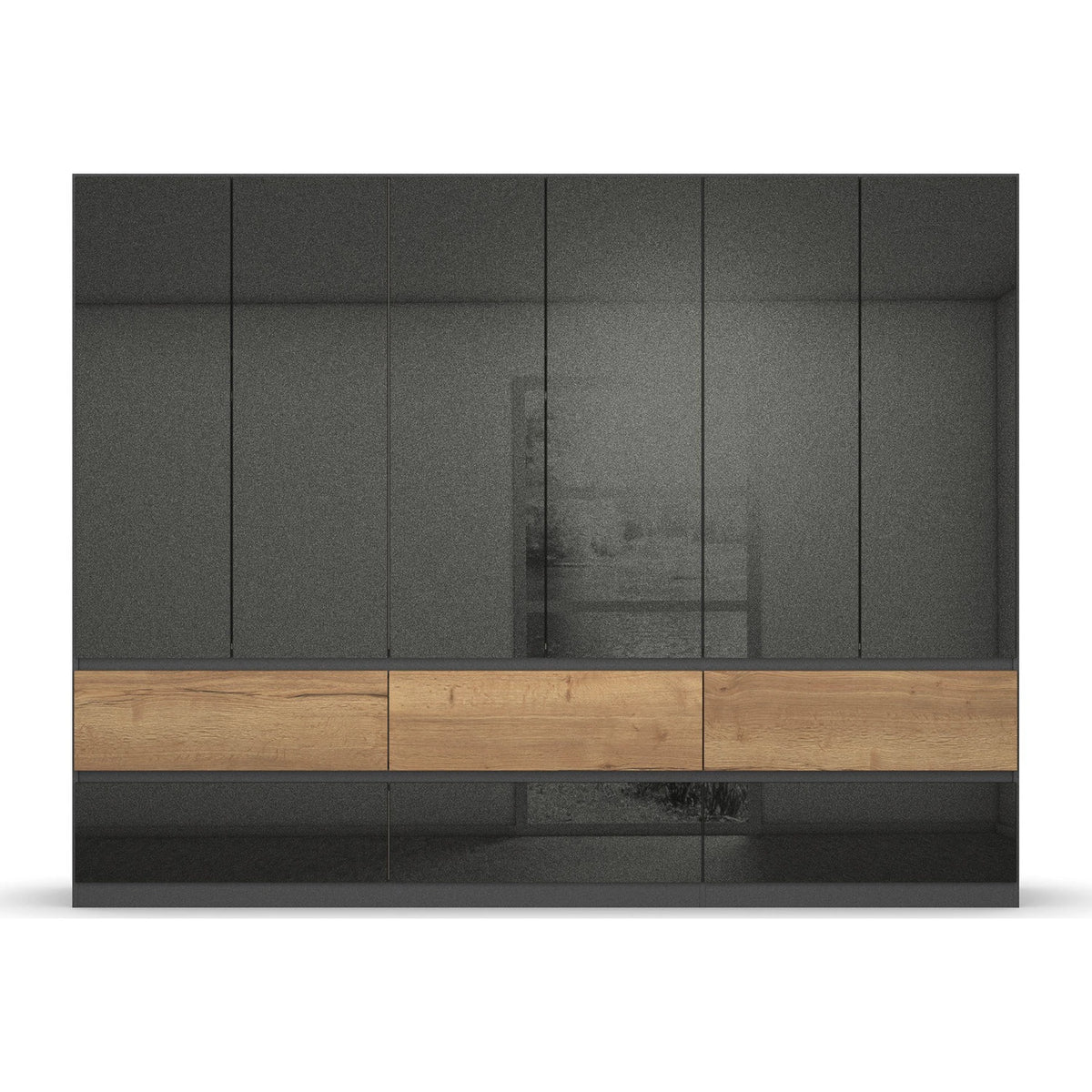 Winnipeg Metallic Grey 6 Door Wardrobe with Drawers - W271CM