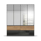 Winnipeg Metallic Grey With Mirror 4 Door Wardrobe with Drawers – W181CM