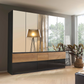 Winnipeg Metallic Grey With Mirror 5 Door Wardrobe with Drawers - W226CM