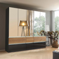 Winnipeg Metallic Grey With Mirror 5 Door Wardrobe with Drawers - W226CM
