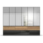 Winnipeg Metallic Grey With Mirror 6 Door Wardrobe with Drawers - W271CM