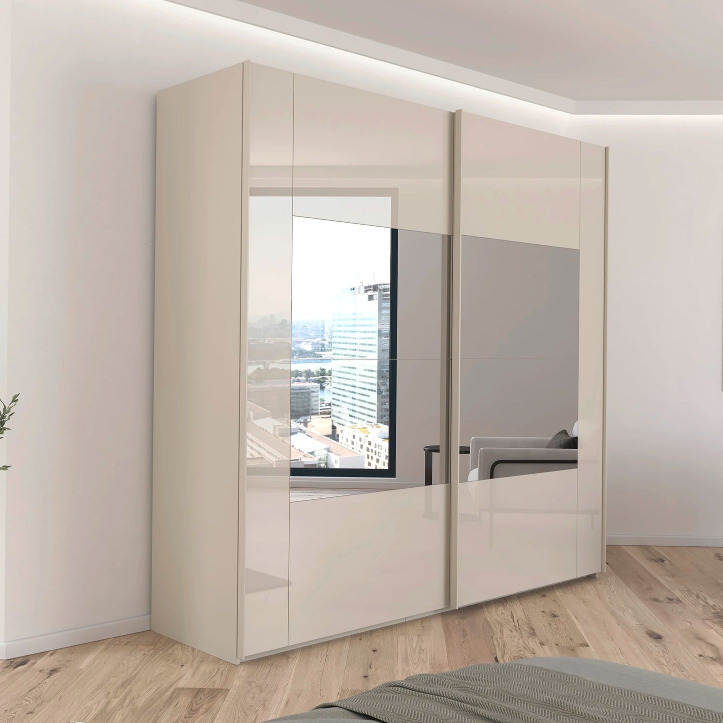 Rauch Miramar Frame 181cm Champagne Glass Sliding Wardrobe