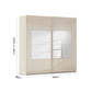 Rauch Miramar Frame 226cm Champagne Glass sliding wardrobe with mirror and dimensions on a white background