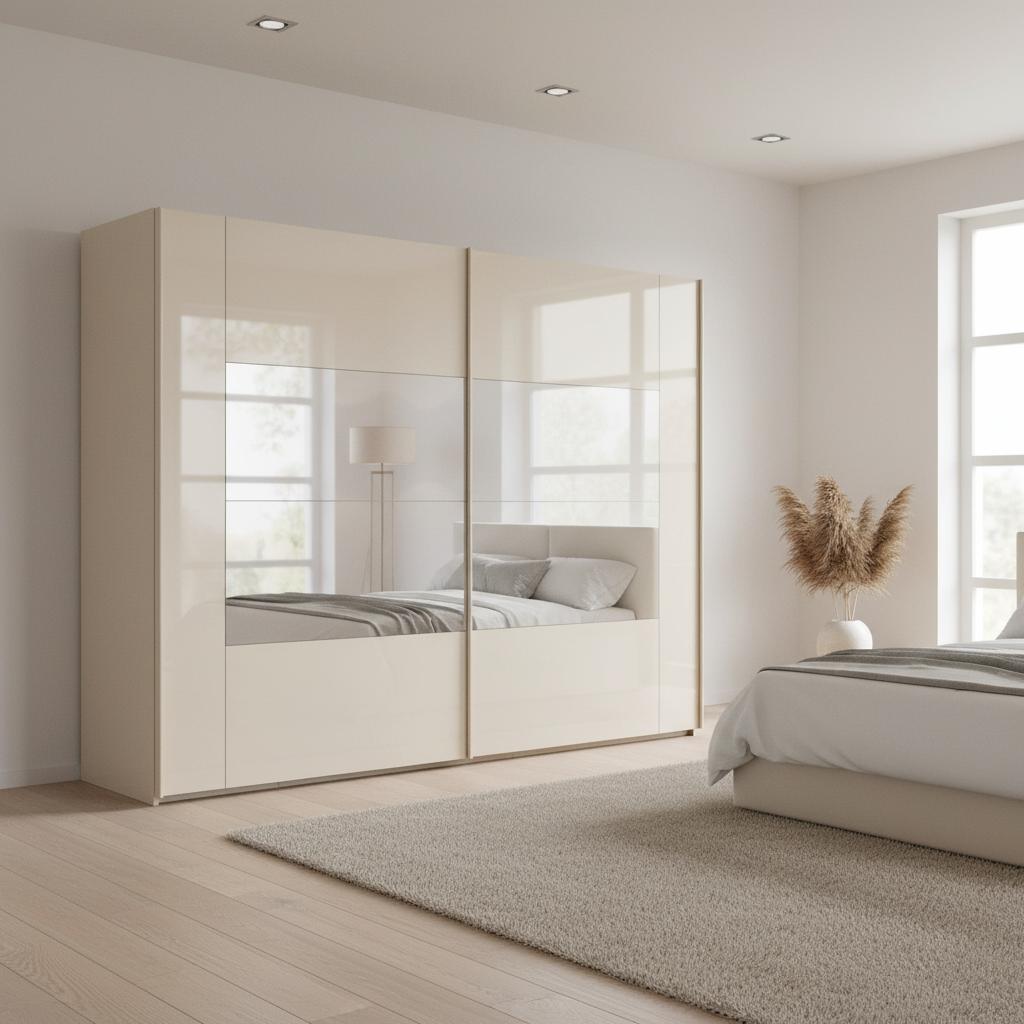 Rauch Miramar Frame 271cm Champagne Glass sliding wardrobe with mirror