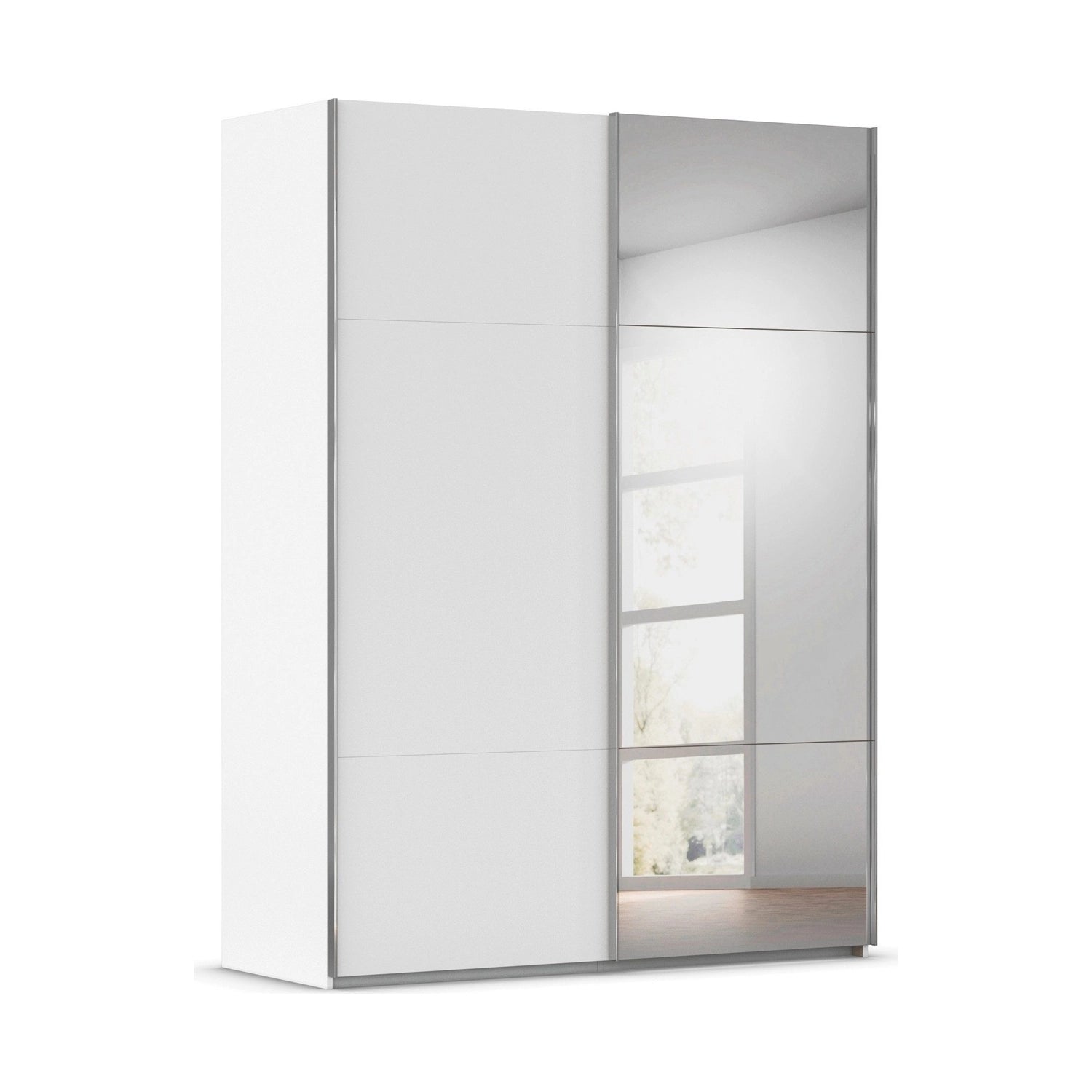 Rauch Contido 2 Door Sliding Wardrobe with Mmirror in White