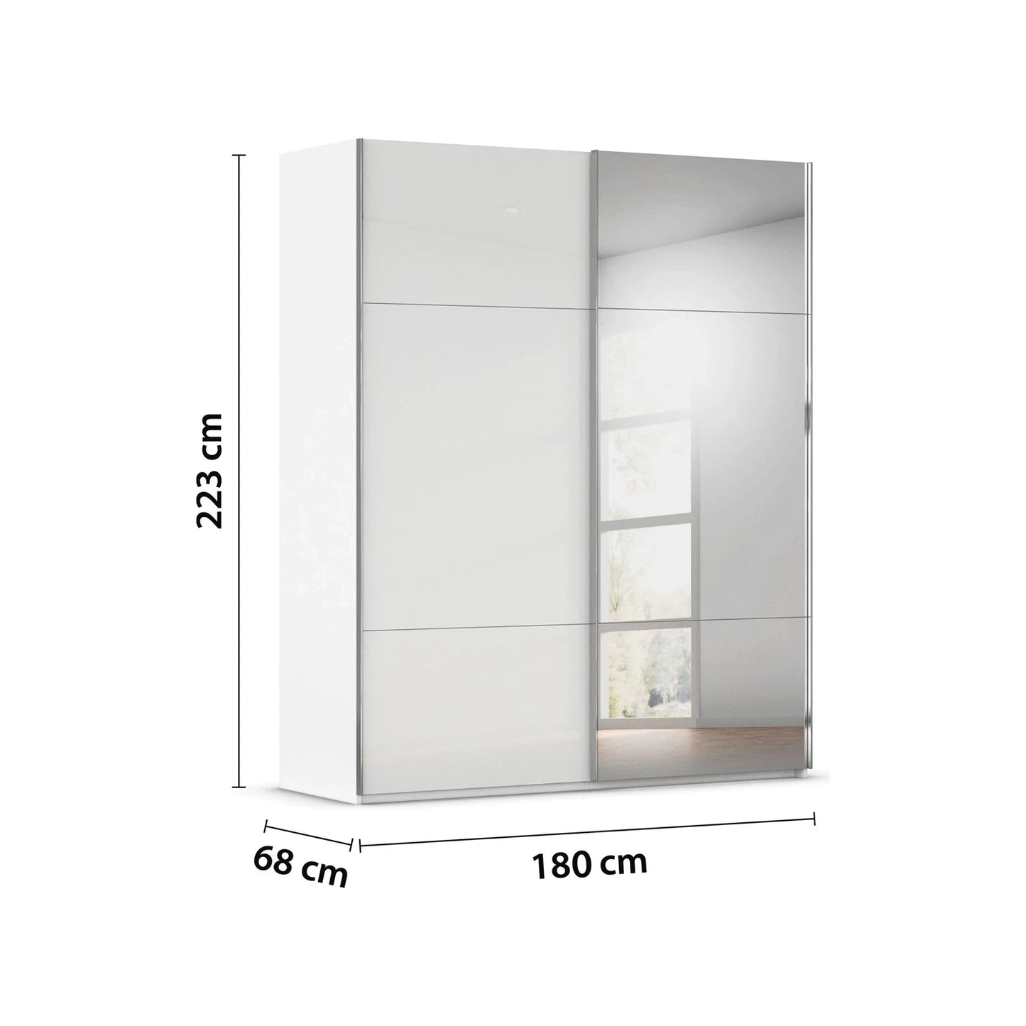 Rauch Contido 2 Door Sliding Wardrobe in White 180cm