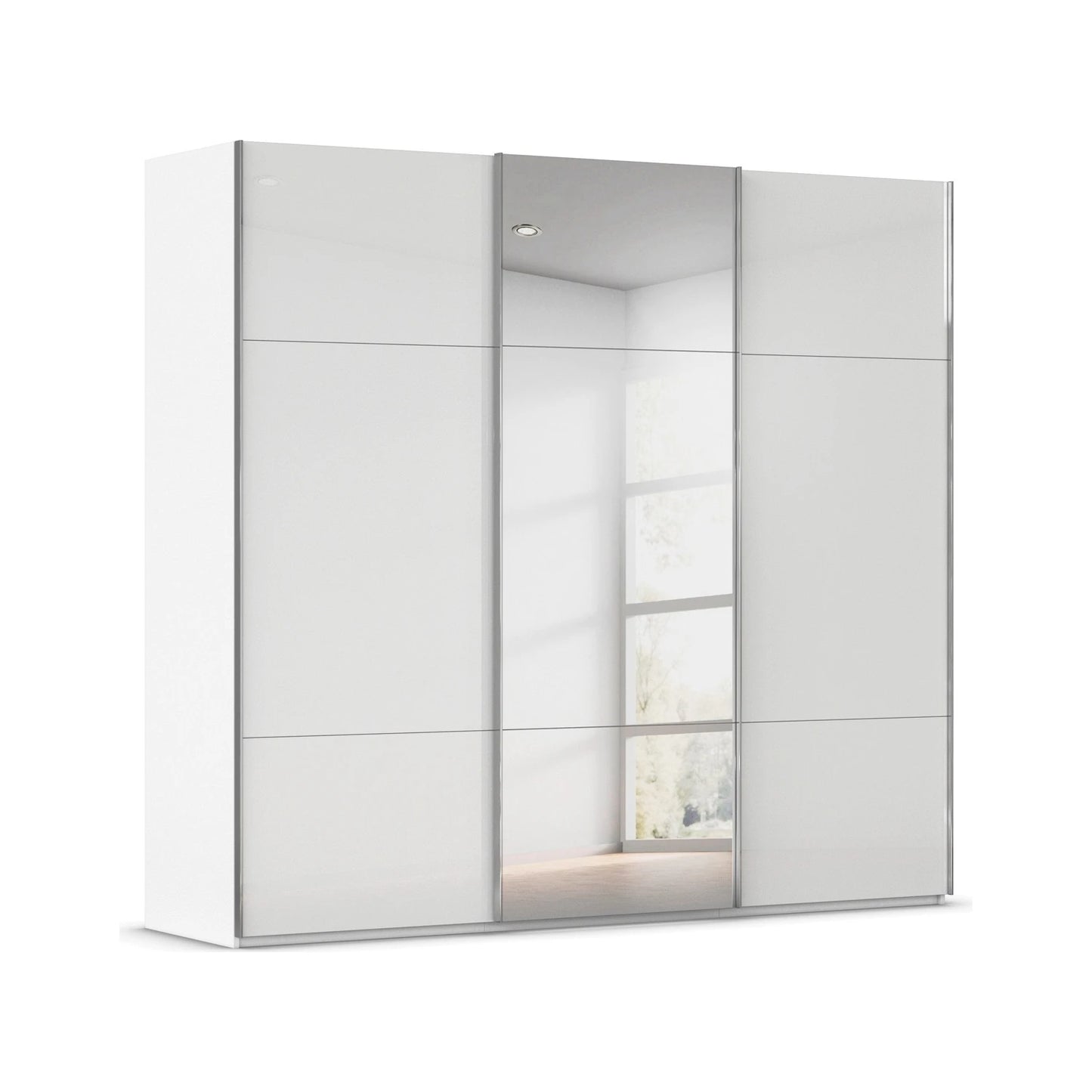 Rauch Zendaya 3 Door Glass Sliding Wardrobe in White with mirror