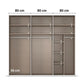 Interior view of Rauch Contido 3 Door Sliding Wardrobe - 80cm compartments