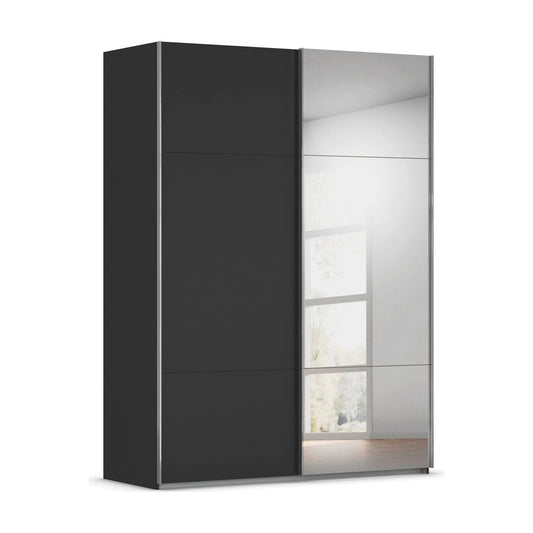 Rauch Contido 2 Door Sliding Wardrobe in Black with mirror 