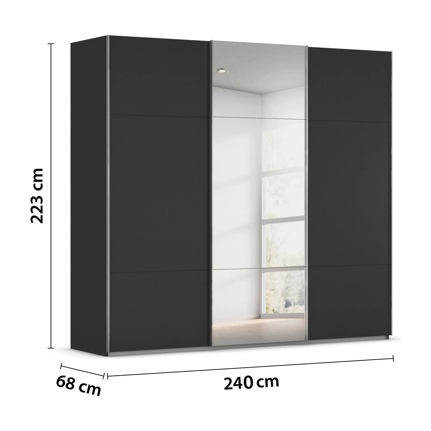 Rauch Contido 3 Door Sliding Wardrobe in Black 240cm