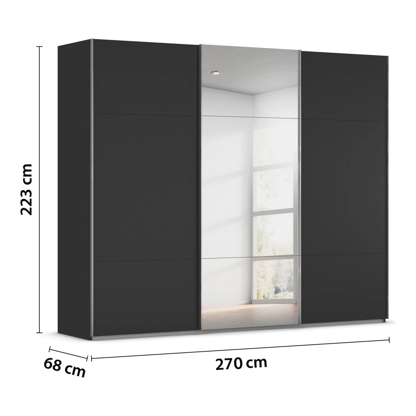 Rauch Contido 3 Door Sliding Wardrobe in Black 270cm