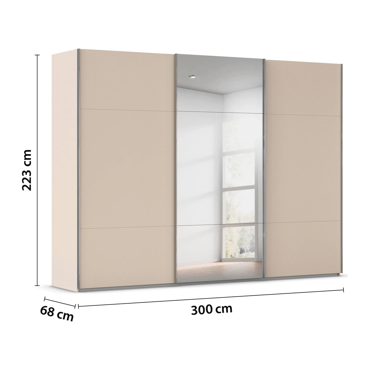 Rauch Contido 3 Door Sliding Wardrobe in Champagne 300cm