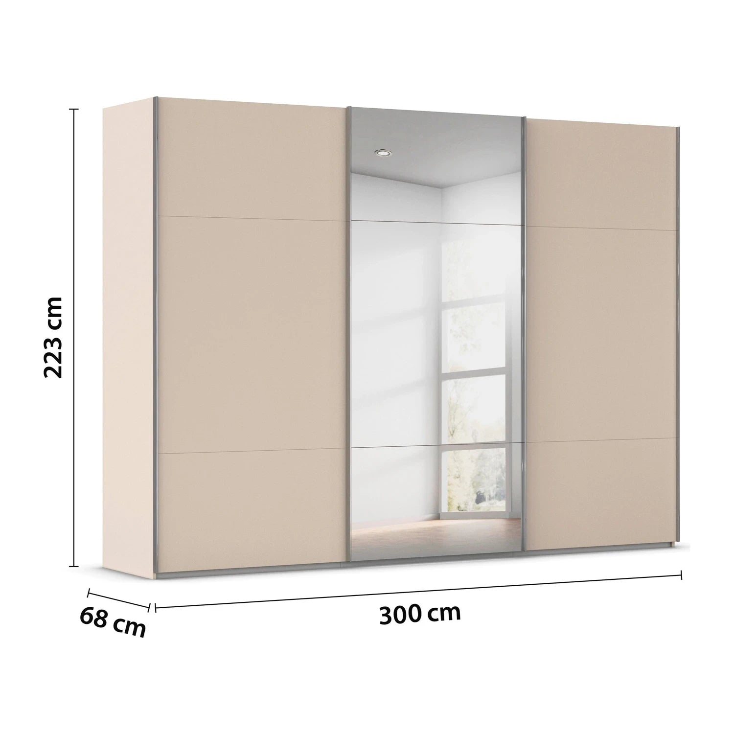 Rauch Contido 3 Door Sliding Wardrobe in Champagne 300cm