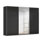 Rauch Contido 3 Door Glass Sliding Wardrobe in Black with mirror
