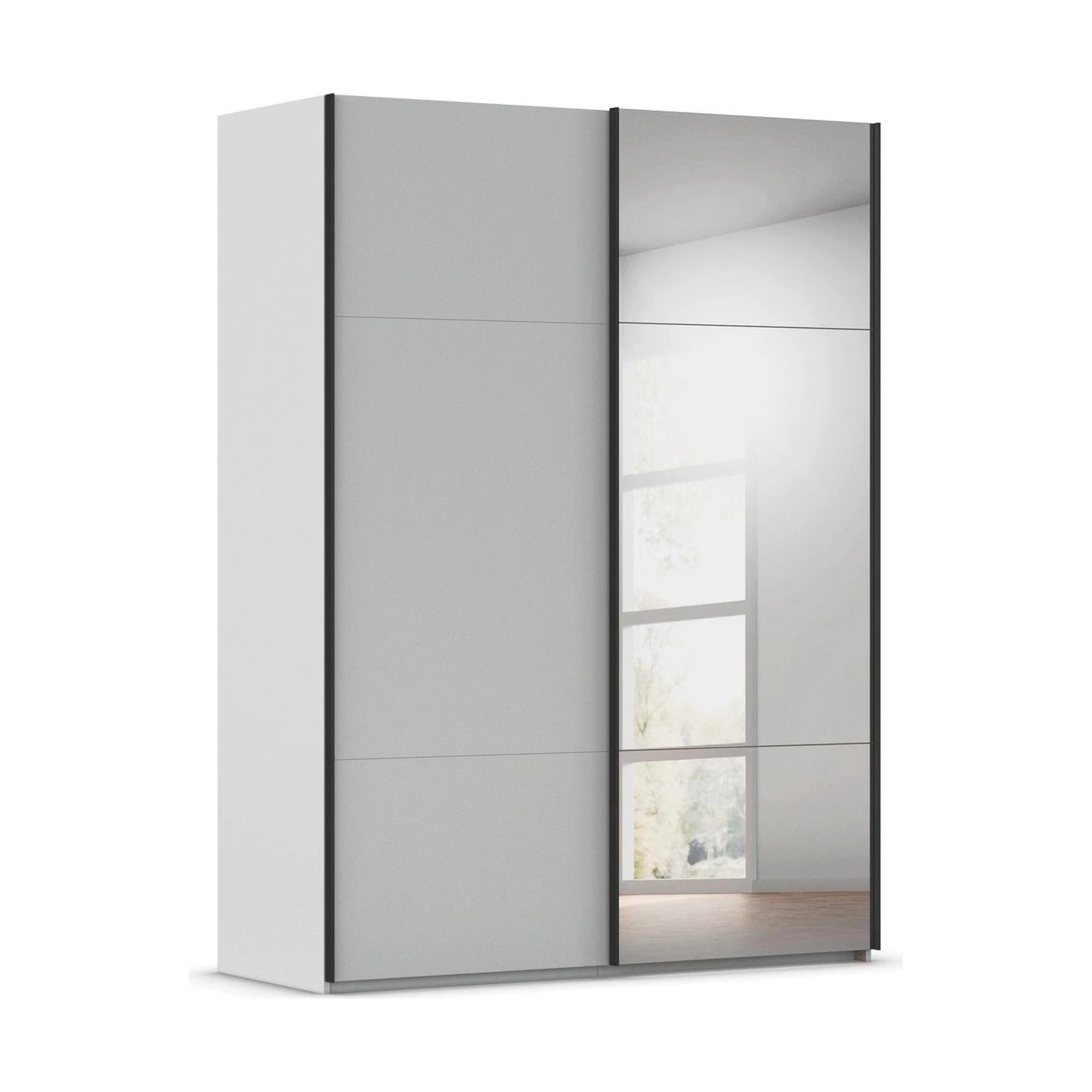 Rauch Contido 2 Door Sliding Wardrobe in Silk Grey with black strips