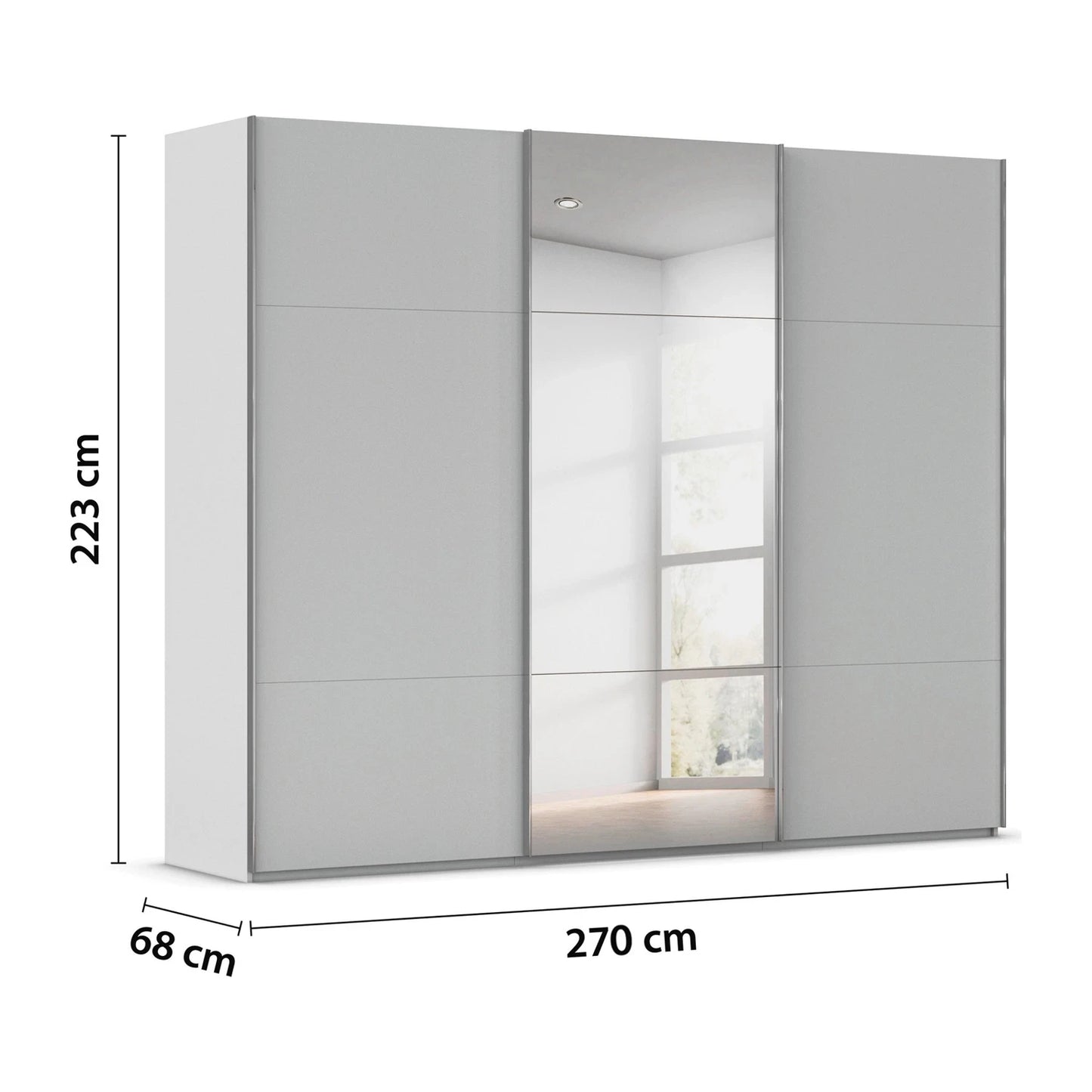 Rauch Contido 3 Door Sliding Wardrobe in Silk Grey 270cm