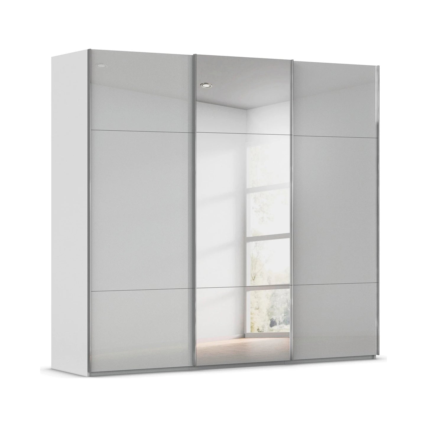Rauch Contido 3 Door Sliding Wardrobe in Silk Grey with mirror