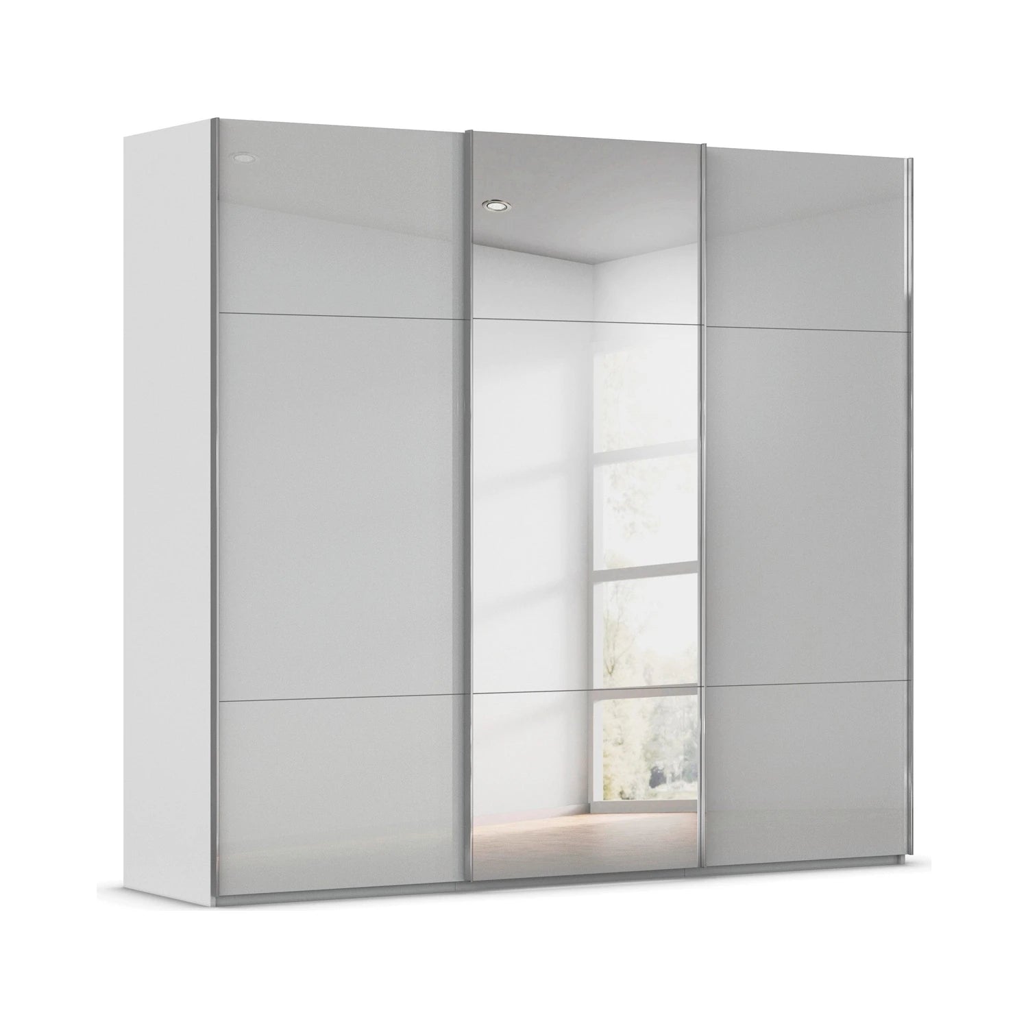 Rauch Contido 3 Door Sliding Wardrobe in Silk Grey with mirror