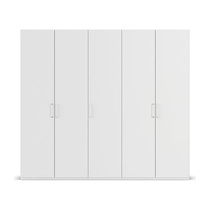 Without Mirror 5 Door White hinged Wardrobe