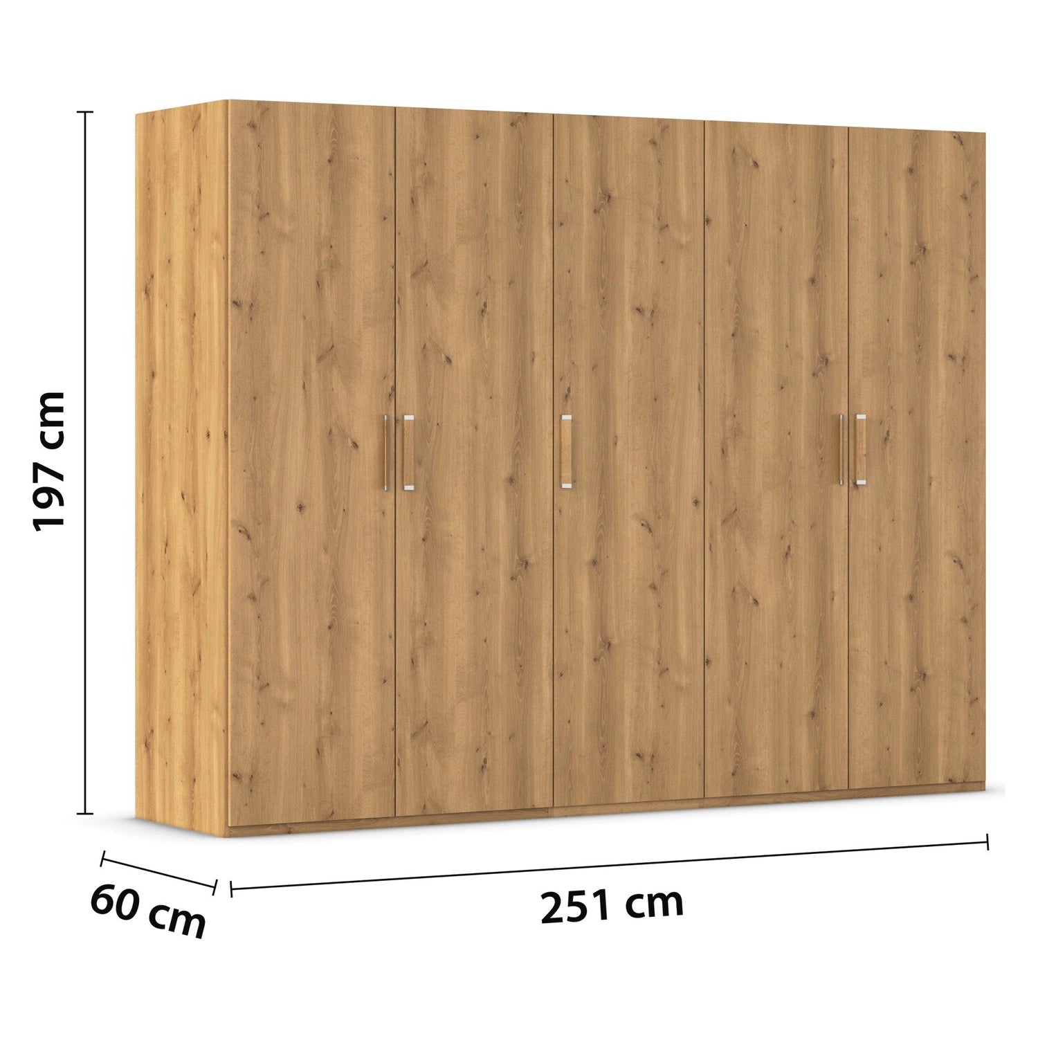 Rauch Eve Wild Oak 5 Door hinged Wardrobe Height 197 cm