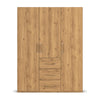 Without Mirror 3 Door 3 Drawer Wild Oak Wardrobe