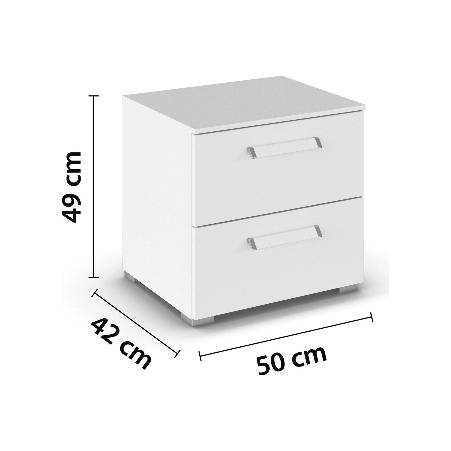 Measurements of Rauch Eve 2 Drawer bedside table with panel 