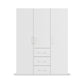 Without Mirror 3 Door 3 Drawer White Wardrobe