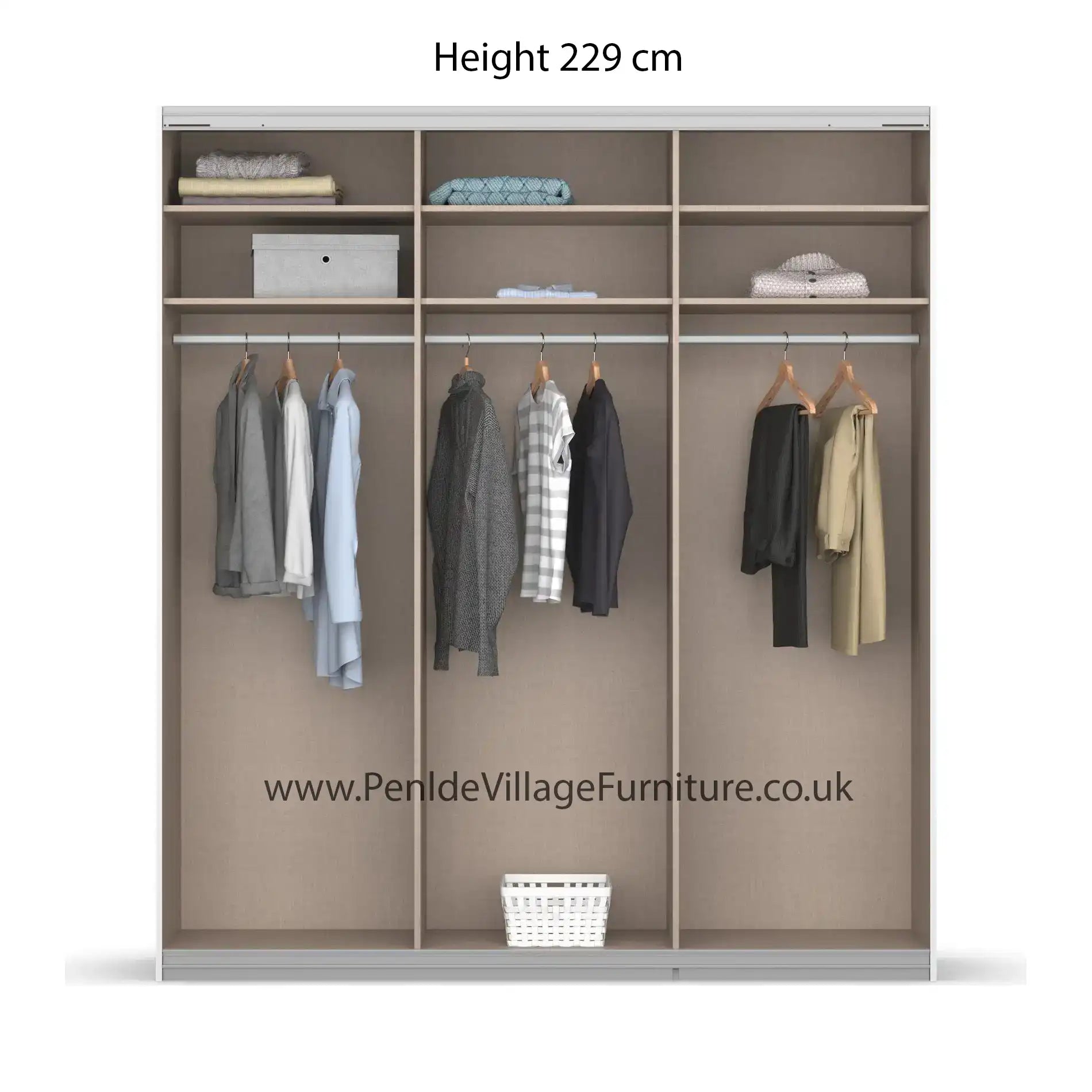 Rauch Forms Oak & Champagne Glass 3 Door Sliding Wardrobe - Width 203cm Height 229cm
