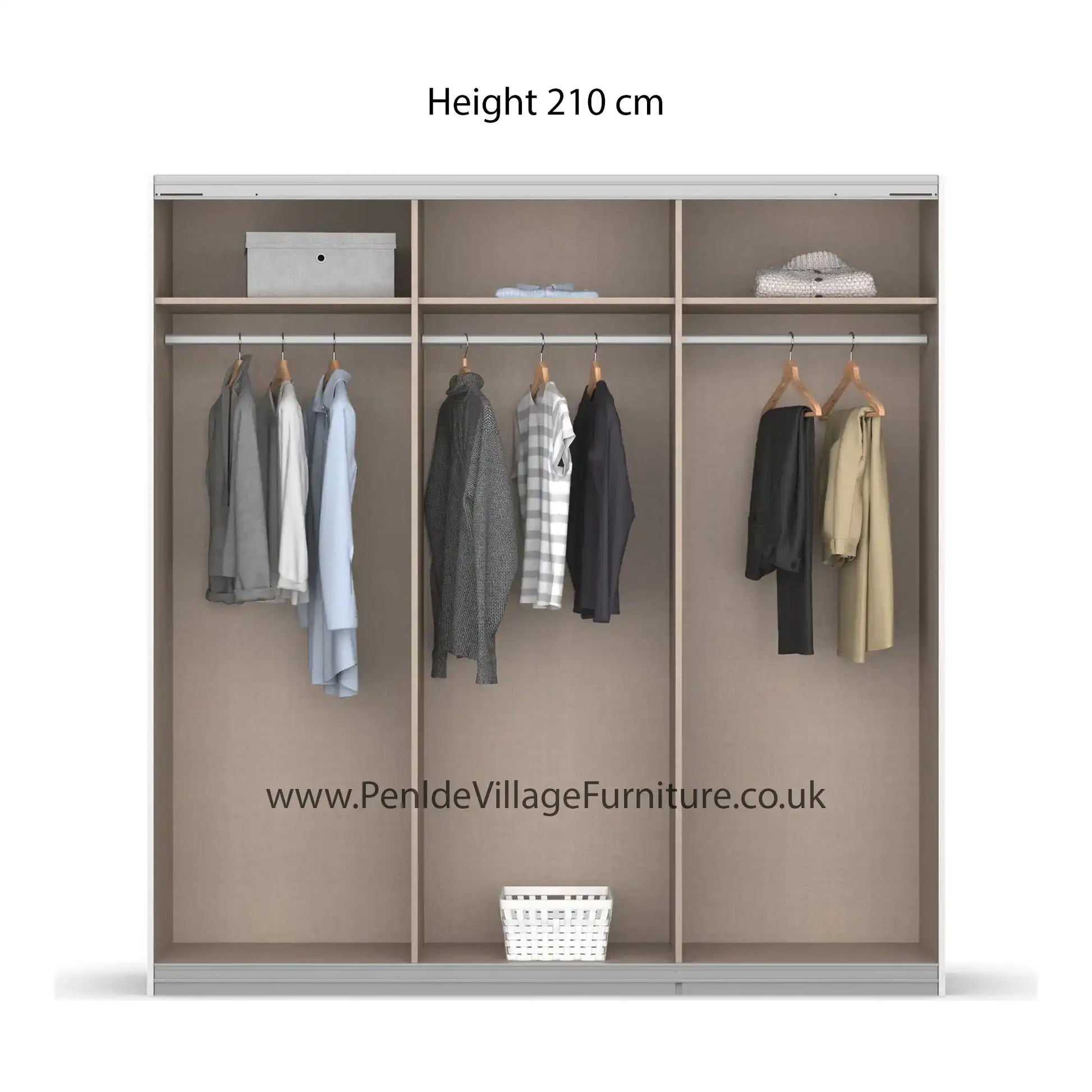Rauch Forms Oak & Champagne Glass 3 Door Sliding Wardrobe - Width 203cm Height 210cm