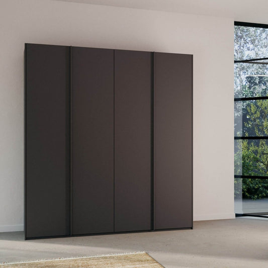 Symphony 201cm Decor 4 Door Hinged Wardrobe in Metallic Grey - Styled in a Bedroom