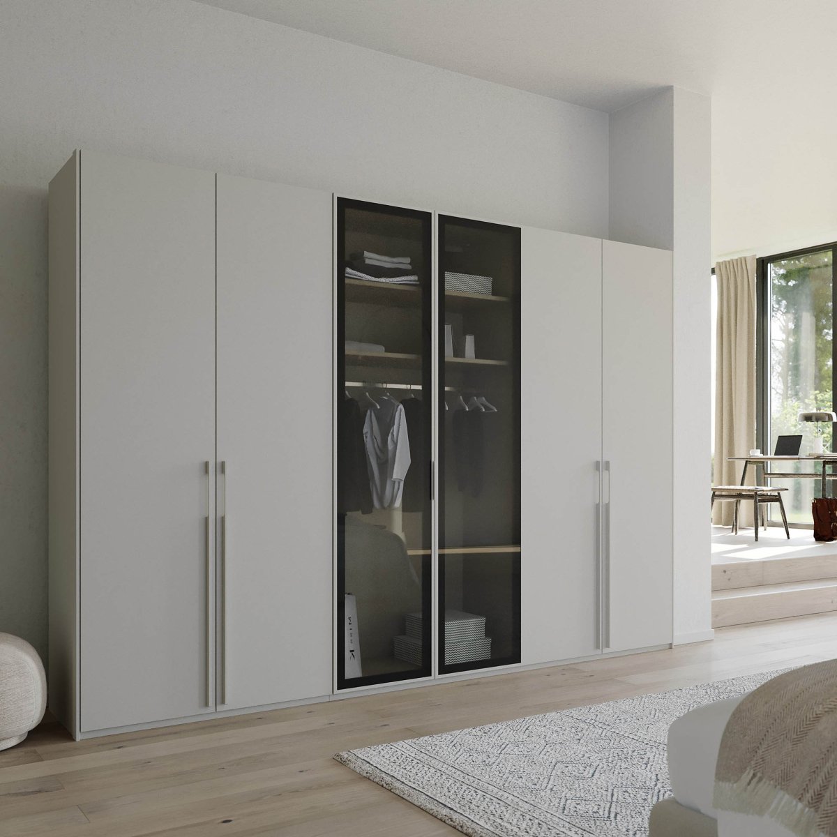Rauch Kacey 301cm Transparent Glass 6 Door Wardrobe 