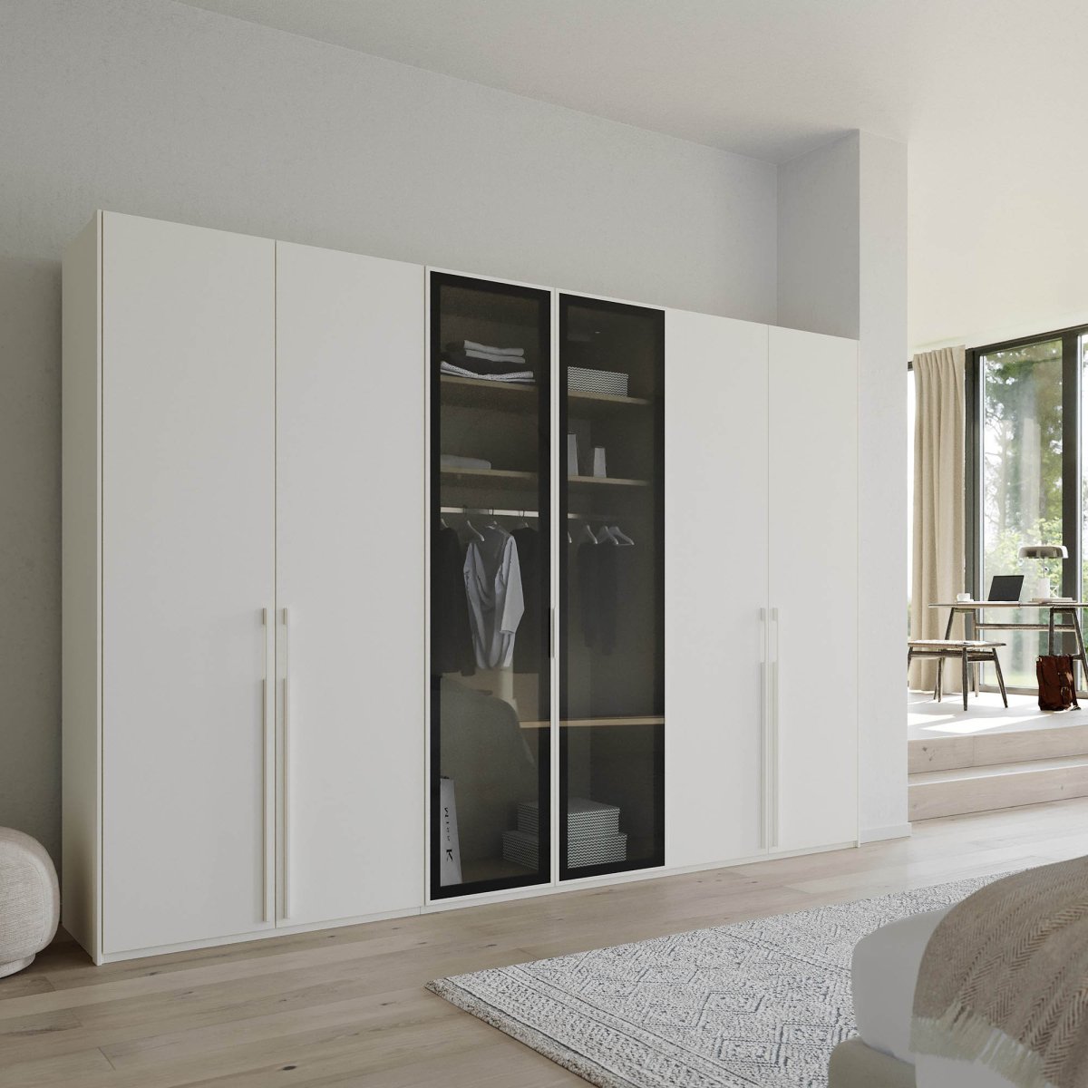 Rauch Kacey 301cm Transparent Glass 6 Door Wardrobe 