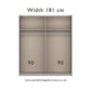 Mali 181cm Graphite & Mirror Sliding Door Wardrobe - Interior view with Dimensions