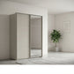 Rauch Heaven 160cm 2 Door Slider Wardrobe with 1 Décor Door and 1 Mirror Door in Champagne styled in a modern bedroom