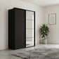 Rauch Heaven 160cm 2 Door Slider Wardrobe with 1 Décor Door and 1 Mirror Door in Black styled in a modern bedroom