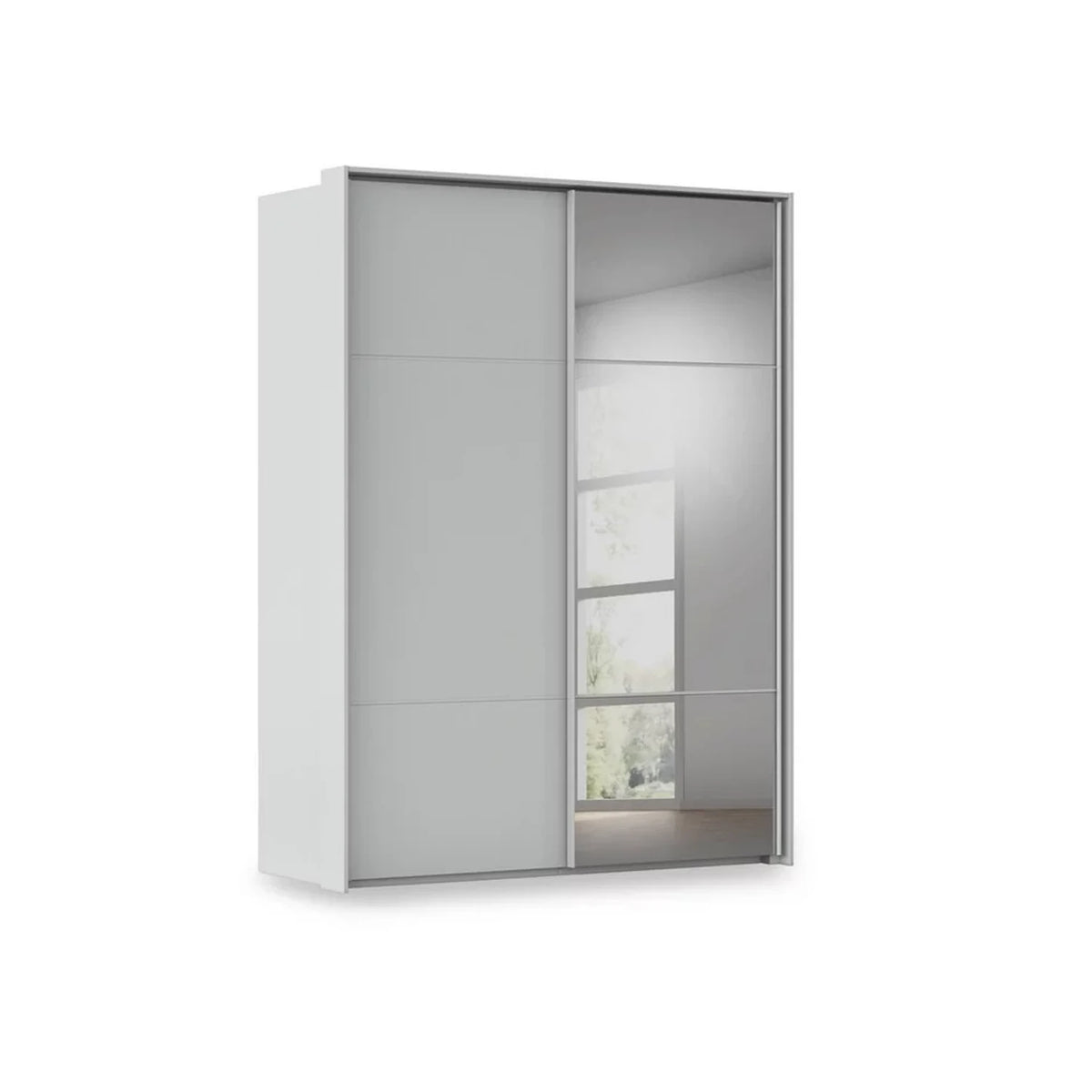 Rauch Haven 2 Door Slider Wardrobe with 1 Décor Door and 1 Mirror Door in Silk Grey