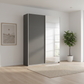 Rauch Impulse 2 Door 1 Mirror Door Sliding Wardrobe in Metallic Grey styled in a modern room
