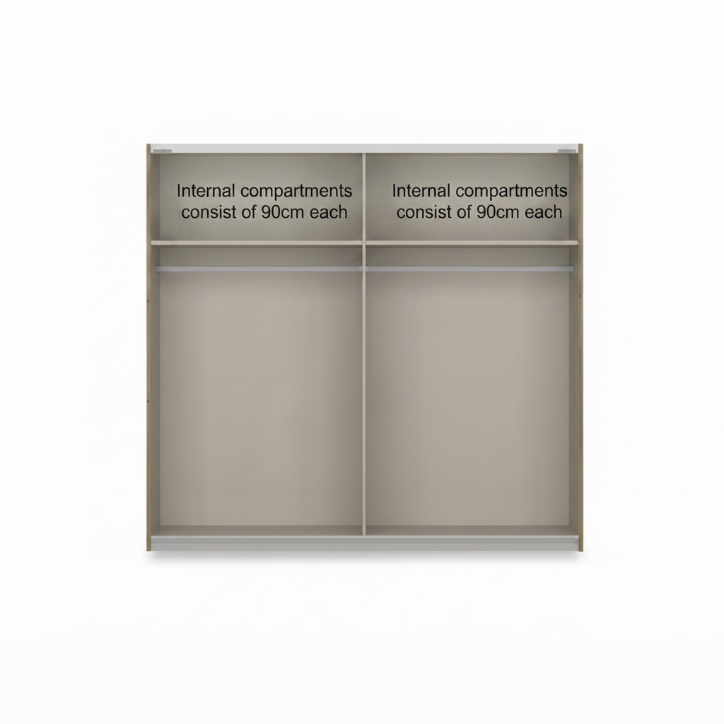 Rauch Impulse 2 Door 1 Mirror Door Sliding Wardrobe 181cm Internal Dimensions